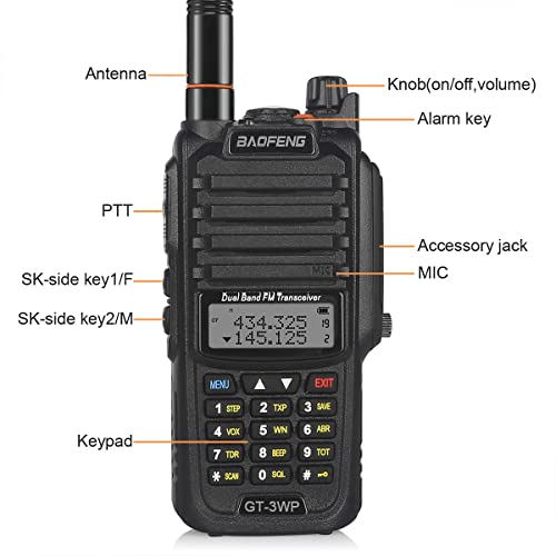 Baofeng Gt-3Wp Ip67 Dual Band Two-Way Radio, 144-148Mhz 420-450Mhz, Waterproof Dustproof Walkie Talkie Transceiver, Black 1 Pack #TOP3