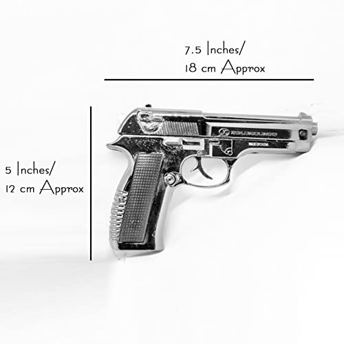 Image of 608 Lighter with Barrel Pull Back Heavy Metal Made Silver Color Gun Shape Gas Lighter with PU Holster | Loading Feature Dummy Gun Jet Flame Butane Refillable Lighter