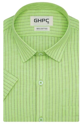 Image of GHPC 100% Cotton Striped Half Sleeves Regular Fit Formal Shirt for Men