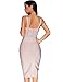 Midi Bodycon Dresses for Women Formal Bandage Dresses Wedding Guest Dress(Apricot,L)