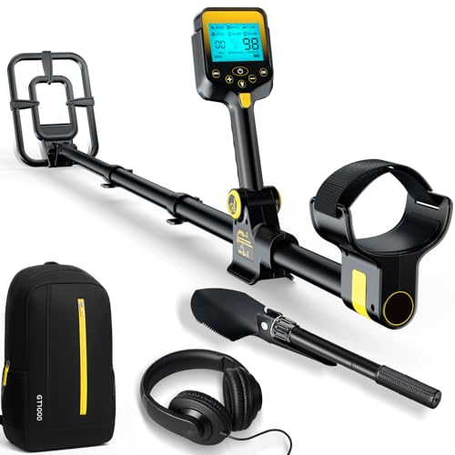 Metal Detector for Adults Waterproof - 2000mAh Chargeable Professional Cordless Gold Detector with LCD Display, Retractable Foldable Higher Accuracy Metal Detector with 10" IP68 Coil - OKESAM