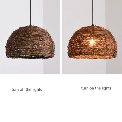 Lustre rotin suspendu pour illuminer une table de repas - 6