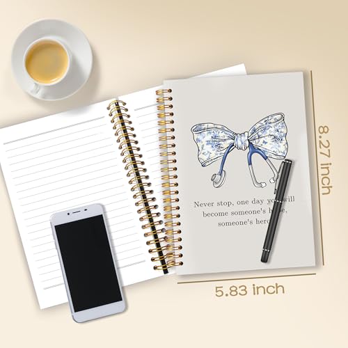 Carnet à spirale pour infirmière 14x21 cm avec motif stéthoscope bleu - 2