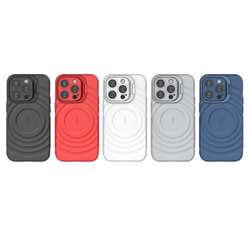 Image of LuxuryKase Shockproof Case for iPhone 14 Pro | Ripple Pattern | Camera Protection | Inner Velvet Fabric Lining | Protective Cover with Enhanced Grip & Wireless Charging Support - Grey