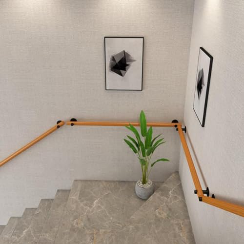 Rampe d'escalier murale en bois kit complet 80 cm barre d'appui