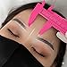 BRAWNA 1 Pc Brow Pro Measuring Tool - Double Scale Eyebrow Ruler for Microblading - Eyebrow Mapping - Caliper Vernier - PMU Supplies - Eyebrow Calipers Ruler Plastic- Pink