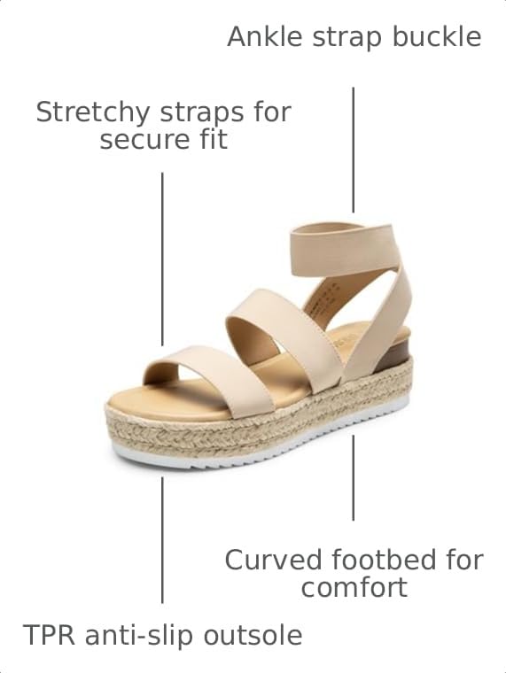 Image of DREAM PAIRS Strappy Espadrille Platform Wedge Sandals for Women Dressy Summer, Comfortable Open Toe Sandals with Cushioned Insole and Ankle Strap Buckle
