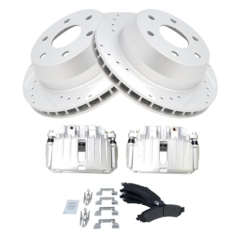 Image of TRQ Performance Rear Brake Pad & Rotor Kit Compatible with 02-06 Cadillac 00-06 Chevrolet GMC