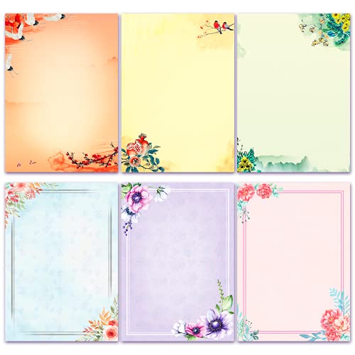 Ya en mundofriki.es: Anzon Mories Papel de papelería floral vintage A4, paquete de 48 papeles para escribir cartas, apto para impresora, color ambos lados, diseño clásico de pintura de tinta