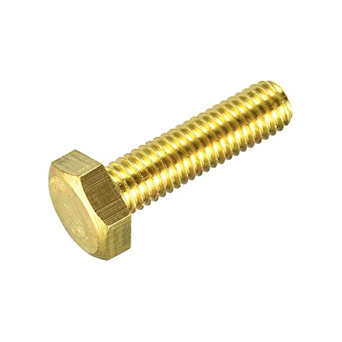 Image of uxcell Brass Hex Bolts, M8x30mm 1pcs Fully Thread Grade 4.8 Solid Brass Hexagon Head Bolt Machine Screws for Machinery