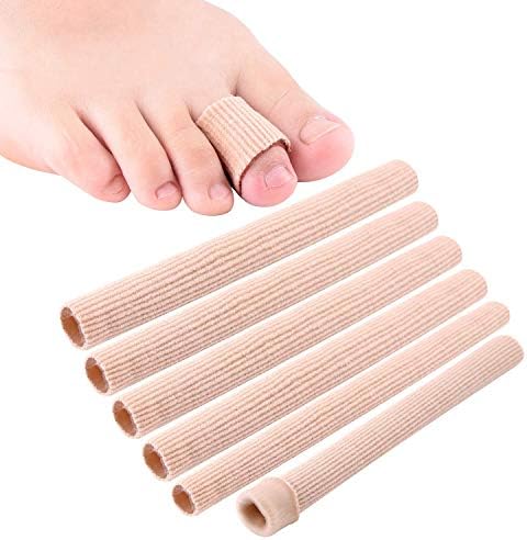 SUPRBIRD Toe Cushion Tube 6 Inches Toe Tubes Sleeves Soft Gel Corn Pad Protectors Toe Separator Tubing for Bunion, Hammer Toe, Callus, Corn, Blister(6PCS)