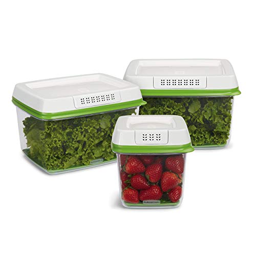 Rubbermaid FreshWorks Produce Saver Food Storage Containers, 3-Piece Set 2016450 (Renewed)
