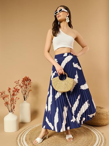 Image of ZWERLON | Effortlessly and Beautiful Floral | Floral Pleated Maxi Skirts for Women | Perfect Long Sleeve, Elastic Waist