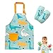 Delantal Infantil Dinosaurios Impermeable Delantal Niños Cocina con Bolsillos y Mangas Delantal Pintura Infantil Ajustable Delantales para Niños para Pintar Delantal Niño y Niña para Cocina Artesanía
