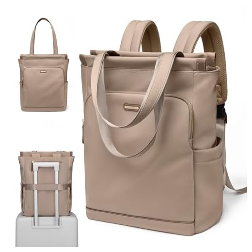 GOLF SUPAGS Mochila conversível para laptop feminina, casual, mochila para notebook, trabalho, faculdade, viagem, lazer, Champanhe, 15.6 Inch, Mochilas Tote