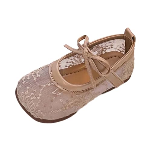 Sandalias planas de ballet para niñas con malla bordada transpirable de verano