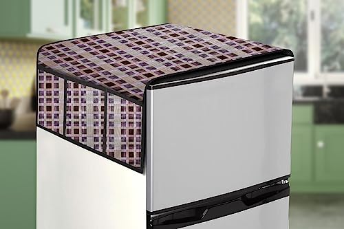 Image of Stylista Refridgerator top Cover Suitable for Samsung RR24C2823S8 /NL, 223 Liter Fridge, Dimension (WXD) 65x111 CM, Mosaic Pattern Magenta