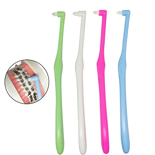 12 Pieces Orthodontic Toothbrush Pointed Head Orthodontic Brush apered Trim Toothbrush Compact Interdental Interspace Brush for Hard to Reach Areas, Implants, Orthodontic Appliances, Bridges