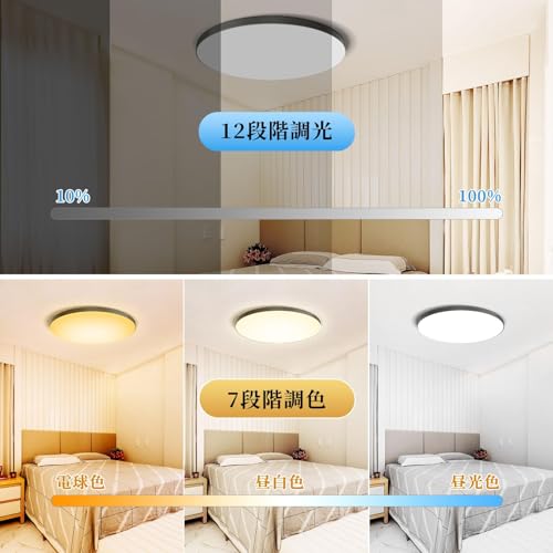 シーリングライト 6畳 Coizabera 調光調色 28W 3600LM 照明器具 省電力で高演色のLEDライト 電気 蛍光灯 Ceiling Light リモコン操作 スマホAPP操作 洋室 和室 リビング/キッチン/寝室/洗面所 適用 [2]