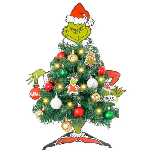 Whimsical Tabletop Christmas Tree with Fun Accessories