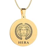 KOVEVE Engraved Stainless Steel Olympian Gods And Heroes Mythology Greek And Roman Hera Finger Jewelry Pendant Necklace Chain