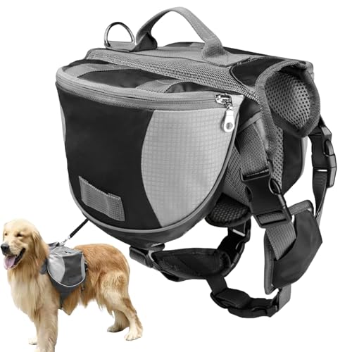 Alforja para Perros – 64 cm Mochila de Senderismo para Perros | Mochilas de Viaje Ajustable con Bolsillos Laterales Dobles | Mochila Transpirable de Malla para Perro, Camping, Paseos y Aventuras al Ai
