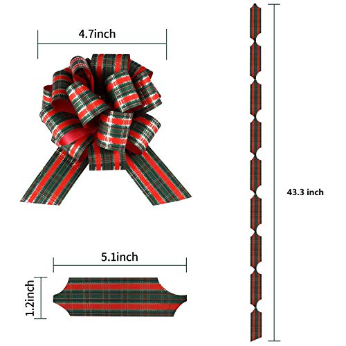 24pcs Christmas Pull Bow with Ribbon 4.7” Wide 12 Different Patterns Wrapping Bow for Xmas Present Decorations - Thumbnail 2