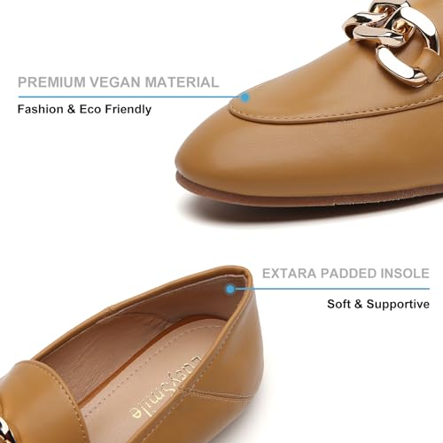 Image of Casual Chain Loafers for Women Work Flats Round Toe Business Backless Ballet Flats Metal Decor Driving Slip on