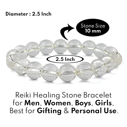 Image of Reiki Crystal Products Certified Natural Crystal Stone Round 10 mm Beads Bracelet for Men and Women | Reiki Charged Gemstone Jewellery Bracelet| Multiple Stone Variants Available