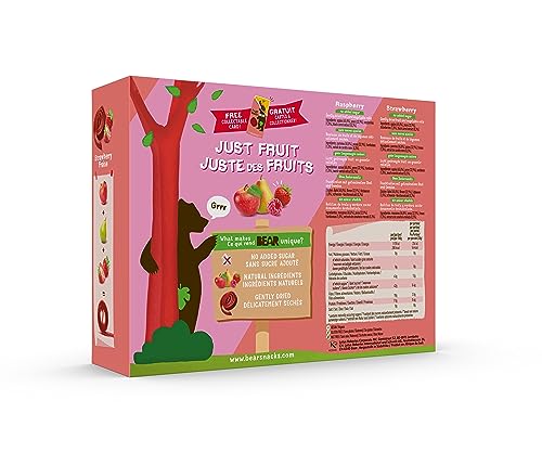 BEAR Fruit Rolls, 9 Packs of 2 Rolls - Healthy Fruit Snack, Assorted Flavour - Strawberry & Raspberry, 9 count - Image 3