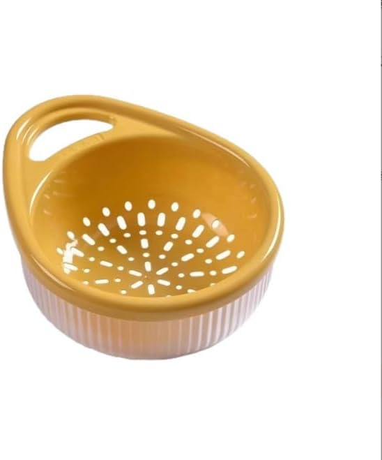 Small Colander Set Perfect for Washing Fruits and Vegetables, BPA-Free, Strainer Bowls for Kitchen Sink (Yellow)