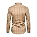 Maiyifu-GJ Men's Striped Wrinkle Free Dress Shirt Regular Fit Button Down Shirts Plaid Solid Slim Fit Long Sleeve Shirts (Khaki,3X-Large)
