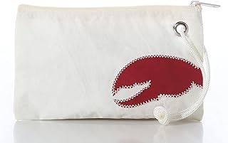 Sea Bags Recycled Sail Cloth Red Lobster Claw Wristlet â€“ Zip Top â€“ Wristlet Clutch â€“ Zippered Wallet with Strap