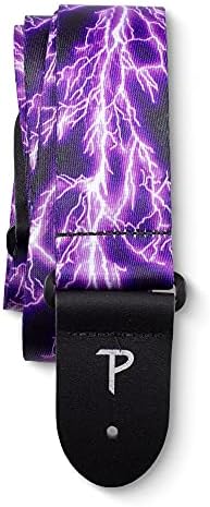 Perri’s Leathers Adjustable Guitar Straps for Kids, Men & Women - Polyester Guitar Strap for Acoustic, Bass and Electric Guitar - Adjustable Size – Metallica Purple Ride the Lightning Style