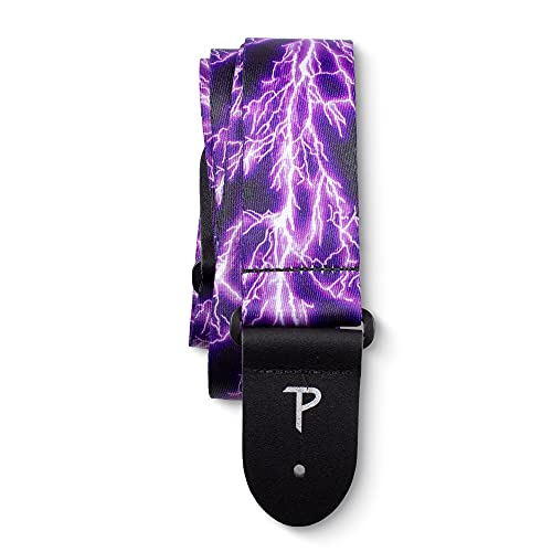 Perri’s Leathers Adjustable Guitar Straps For Kids, Men & Women - Polyester Guitar Strap For Acoustic, Bass And Electric Guitar - Adjustable Size – Metallica Purple Ride The Lightning Style #TOP2