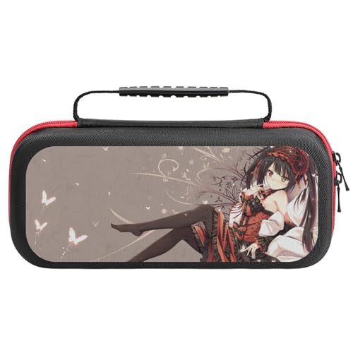 Switch ケース かわいい 時崎狂三 デート・ア・ライブ スイッチ 収納ケース カバー ナイロン素材 全面保護 防塵/防水/防汚/耐衝撃 26x11.5x5.2cm Switchに対応 保護用ハードケース 大容量な収納力 アクセサリーポーチ Switc