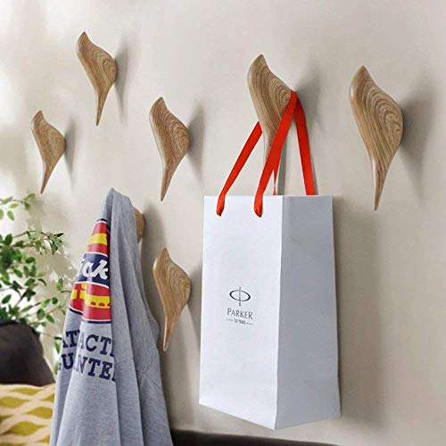 APSOONSELL Bird Coat Hooks Wooden Mounted Wall Hook Bird Hanger Holder for Coat Hat Towel Bag, 2Pcs -Wood