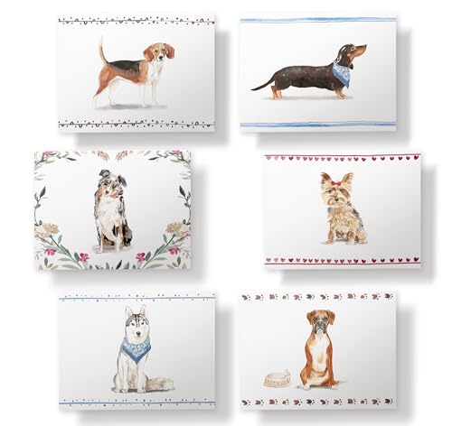 Image of Twigs Paper Note Cards Dogs Design - 12 Assorted Dogs Note Cards with Envelopes - Made in USA Greeting Card - Eco Friendly Blank Cards and Envelopes - 5.5 x 4.25 Size Appreciation Cards