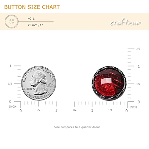 Craftisum 20 Pcs Beveled Cut Glass Shiny Red Sewing Shank Buttons For Coats -25Mm -1" #TOP1