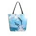 Produktbild Hunihuni Canvas Tote Bag Sea Animal Delphin Jumping Large Wiederverwendbar Lebensmitteltasche Einkaufstasche Schultertasche für Damen Mädchen