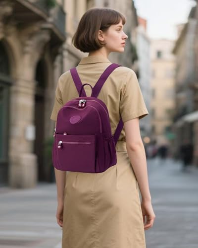 Image of Tanweibago Mini Nylon Women Backpacks,11L Small Ladies backpacks Casual Lightweight Women Shopping Travel Daypack (Purple)