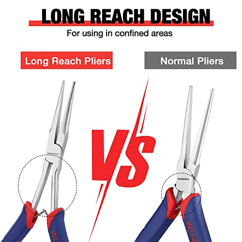 Workpro Long Reach Needle Nose Pliers, 7 Inches Mini Small Extra Long Nose Pliers With Smooth Jaws For Jewelry Making, Bending Wire And Small Object Gripping Work On Narrow Place #TOP1