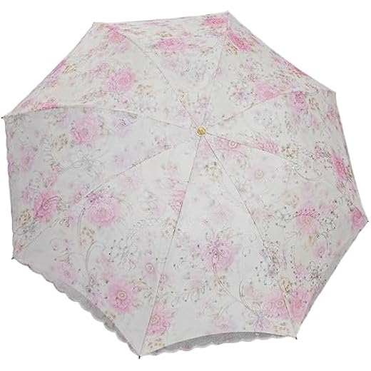 Embroidered Floral Umbrella Pink