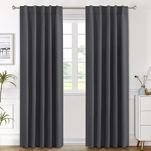 Image of H.VERSAILTEX Blackout Curtains Thermal Insulated Window Treatment Panels Room Darkening Blackout Drapes for Living Room Back Tab /Rod Pocket Bedroom Draperies (2 Panels, Charcoal Gray, 42 x 84 Inch)