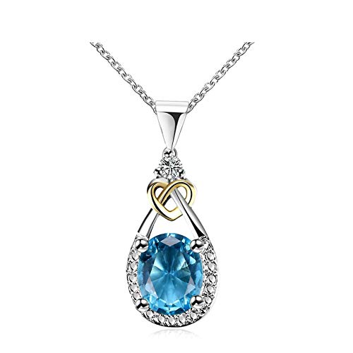 Pendentif Bleu Clair en Cœur de Zircone Argenté Éclatant pour Femme
