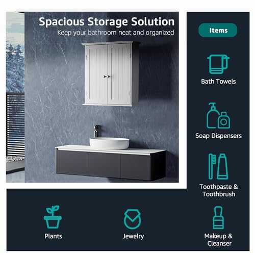Our Modern Space BC-01 Modern Bathroom Wall Cabinet With Adjustable Shelf - Full Sized Wall Mounted Cabinets thumb #3