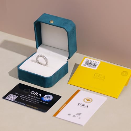 WES Wedding Band Ring for Women, 5.3cttw D Color VVS1 Lab Created Diamond Ring,Round Cut Sterling Silver Moissanite Eternity Ring, Anniversary Engagement Stackable Rings (6)4