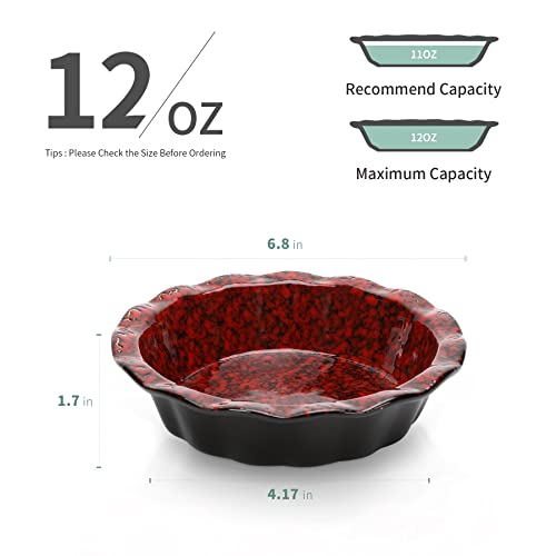 Mugsncups Ceramic Small Pie Pans 6.5 Inch, 12 Oz Porcelain Mini Pie Pan Set, 2 Pack Individual Pie Dishes, Non-Stick Pie Plate For Baking, Round Pie Tins With Ruffled Edge, Reactive Glaze(Red Cliffs) #TOP2