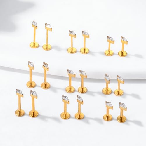 G23 Titanium 16g 18g 20g Flat Back Studs Earrings | F136 Implant Grade Titanium Press Fit Threadless Push in Labret Cartilage Helix Lip Monroe Tragus Conch Piercing Jewelry3