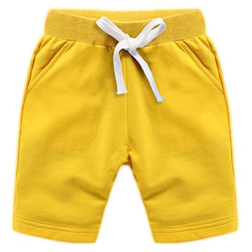 Machbaby Short d'été élastique pour garçons et filles - En coton - Avec élastique - Jaune - 100 cm Cover